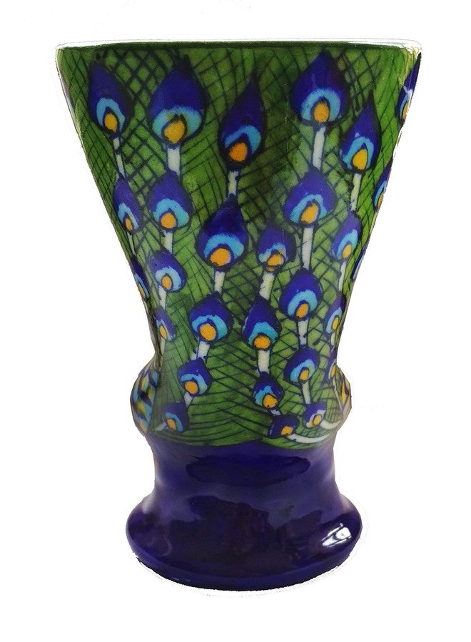 Shiv Kripa Blue Pottery Ceramic Flower Vase (7 INCH, Blue) - Image 5